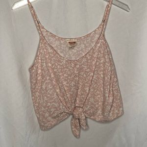 Pink floral tie front tank